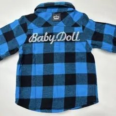 BABYDOLL チェック柄 長袖シャツ ブルー×ブラック