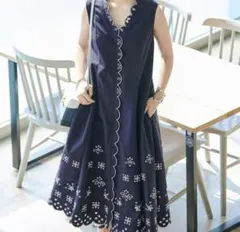 新品　Chesty チェスティ　スカラップ刺繍ベストワンピース