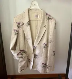 花柄 テーラードジャケット 馬里邑 Mサイズ 9A3号 春夏向け レトロ