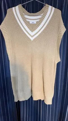 WEGO ニットベスト ベージュ Vネック チルデン風 美品 オーバーサイズ