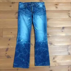 Blue Way 日本製 ダメージ加工 ストレートデニム