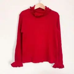 シャーリーテンプル　リブテレコフリルカットソー　140 アカ