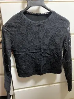 黒 レース 長袖トップス