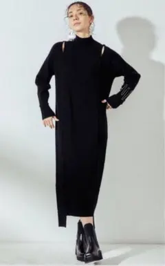 UN3D. ショルダーオープンニットワンピース