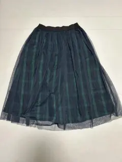 チェック柄 ロング丈　Live in comfort チュール フレアスカートのサムネイル