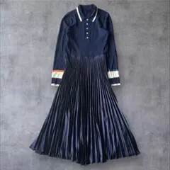 近年モデル ポロラルフローレン ポロワンピース ニット プリーツ ネイビー M