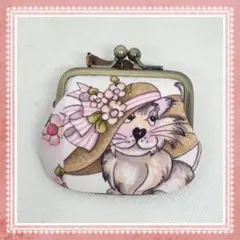 ハンドメイド　がま口ミニポーチ　ロラライハリス