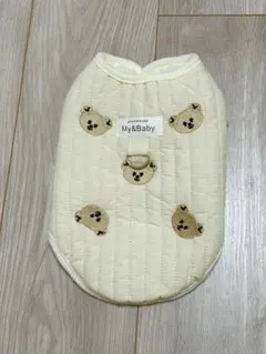 犬服 ベスト クリーム色 クマ柄 もこもこ
