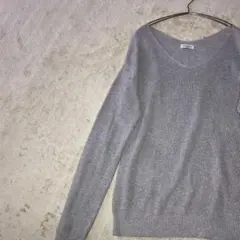 サマンサモスモス Vネック リブニット F グレージュ シンプル プルオーバー