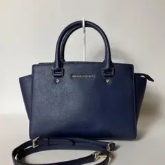 2510-512｜美品｜マイケルコース 2WAYハンドバッグ レザー ネイビー