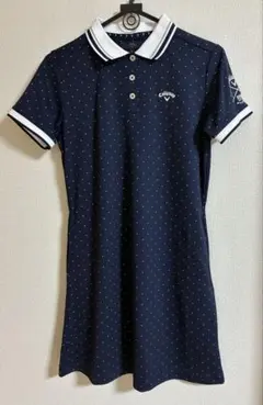 Callaway ネイビー ドット柄 ポロワンピース M