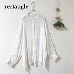 rectangle バンドカラー シアーブラウス F 白 薄手 光沢感のサムネイル