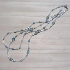 青色と透明ビーズのネックレス