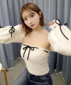 Narrow Ribbon Fluffy Knit Ensemble