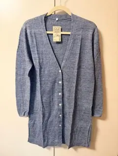 無印良品　フレンチリネンUVカット　Vネックロングカーディガン