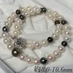 約8.0-10.6mm 本真珠 パール ネックレス 黒蝶