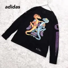 【アディダス】プリントTシャツ ロンT トカゲ コットン100 サイズO