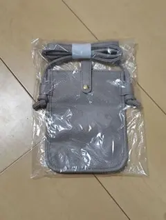 グレー 合成皮革 ショルダーバッグ スマホ用