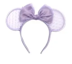 ミニーシフォンカチューシャ　ドット・パープル　新品未使用　ディズニーカチューシャ