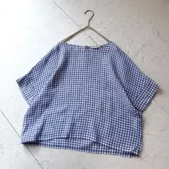 23区 LIBECO リベコ リネン 麻 ギンガムチェックシャツ 38