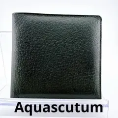 【Aquascutum（アクアスキュータム） 二つ折り財布 グリーン レザー】