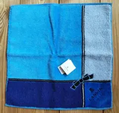 新品 ランバン LANVIN ハンドタオル　ハンカチ ブルーリボン柄 綿100%
