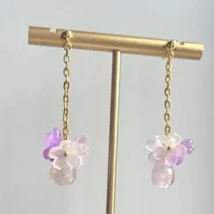 《お花ストーンピアス》 -ローズクォーツ-