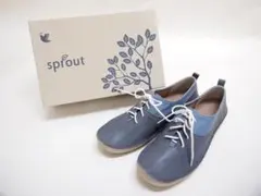 新品　HARUTA  牛革＋キャンバスラバーシューズ（24.0）グレー＋ブルー