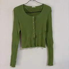 GU グリーン 長袖カーディガン