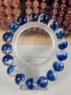 高品質】早いもの勝ち！ ブルー花火水晶 スーパーセブンブレスレット 