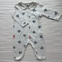 プチバトー　ハート柄襟付きロンパース