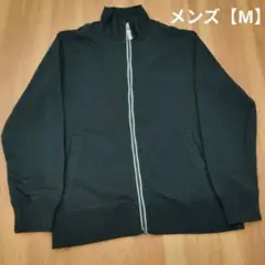 【М】メンズ 黒 ジップアップトレーナー ジップアップスウェット