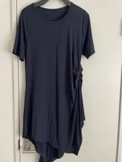 ネイビー サイドギャザー 半袖チュニック