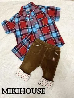 ミキハウス 上下セット 襟付き半袖シャツ ロールアップボトム サイズ80 110