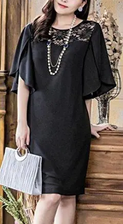 ◆新品◆レディース パーティードレス 結婚式 お呼ばれ ひざ丈 レース L