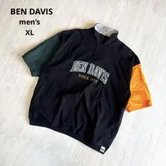 【ベンデイビス】ハーフジップ 半袖スウェット 刺繍ロゴ ストリート系 古着 美品