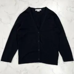 ジョンスメドレー Vネックカーディガン 七分袖 薄手 コットン ブラック F