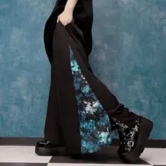 袴風BIG SILHOUETTE WIDE PANTS【和柄九尾(翡翠)】