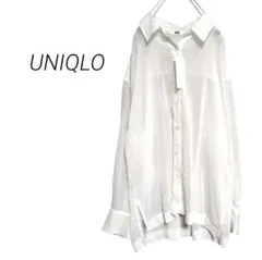 新品【ユニクロ】シアーシャツ 長袖シャツ オーバーサイズ 透け感 オフホワイト