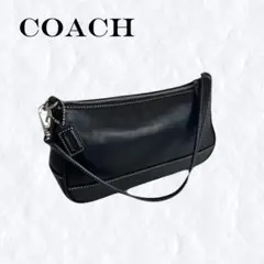 【美品】COACH コーチ アクセサリーポーチ ブラック レザー ミニバッグ