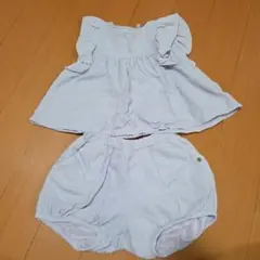 うす紫　フリル付きトップスとショートパンツセット　アプレレクール