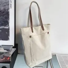 縦長トートバッグ 肩掛け A4 帆布 ショルダーバッグ 縦型 キャンバス 肩掛けのサムネイル