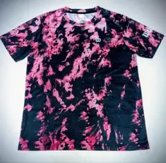 メンズ　Wilsonロゴ　カモ柄Tシャツ　海外S(日本L)サイズ　ピンク＋黒