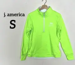 j. america 蛍光グリーン ハーフジップジャージ【S】スポーツ　裏地暖か