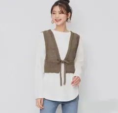 GU ブラウン Vネック ニットビスチェ