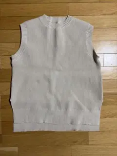 ホワイトリブ編みノースリーブ Mサイズ