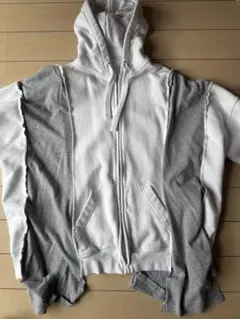 HIROSHI YOSHIDA リメイクフルジップパーカー ホワイト/グレー