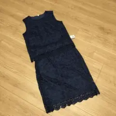 UNIQLO 未使用品　紺色花柄レース　セットアップ　スカート　タンクトップ