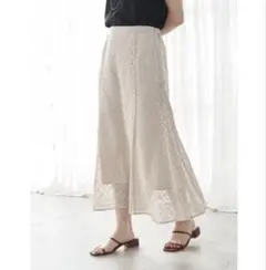 earth music&ecology リーフ柄レーススカート オフホワイト