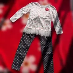 花柄トップスと水玉パンツセット120cm